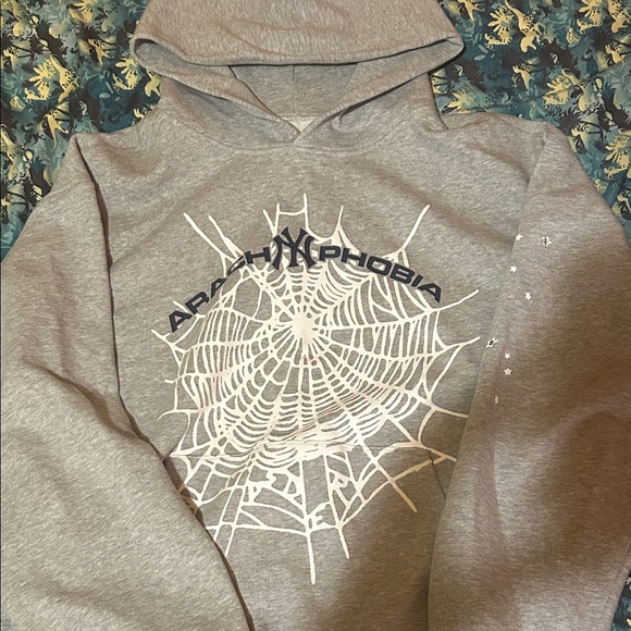 Gray NY arach phobia sp5der Hoodie - Picture 1 of 5